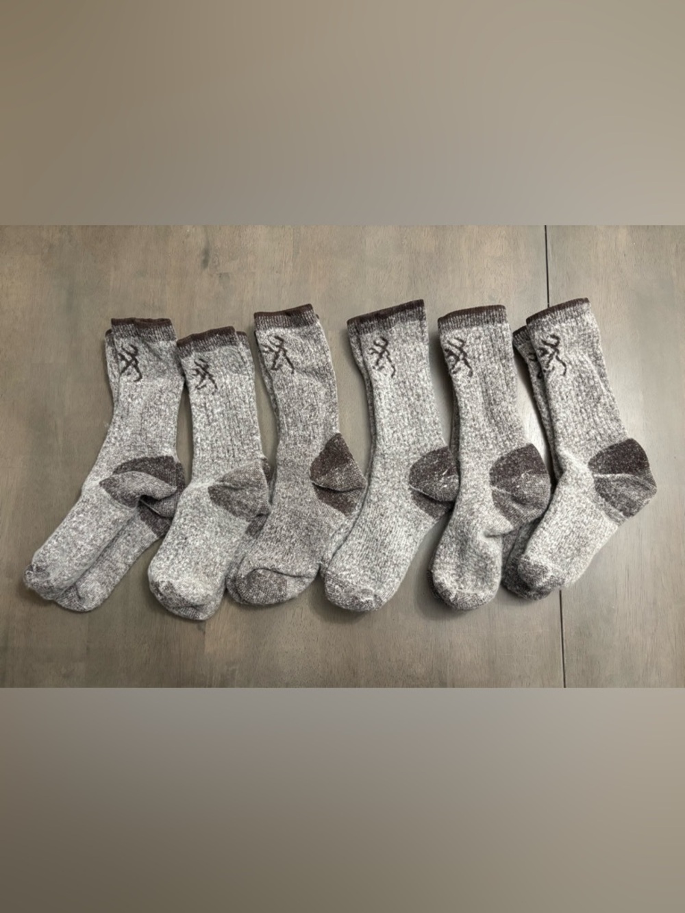 Men's Gray Wool-Blend Crew Socks - Reinforced Heel & Toe Browning 6 pairs